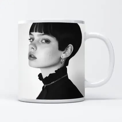 Black and White Portrait Woman Short Hair