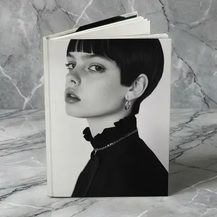 Black and White Portrait Woman Short Hair