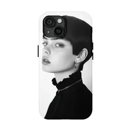 Black and White Portrait Woman Short Hair