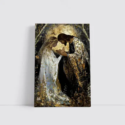 Jesus and Mary Praying Gold Floral Art