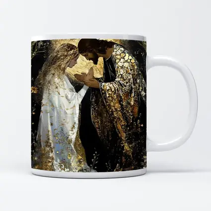 Jesus and Mary Praying Gold Floral Art