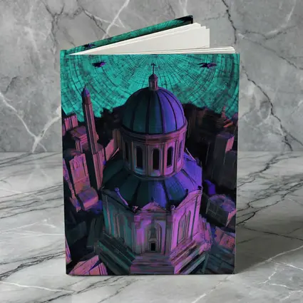Futuristic Cathedral City Purple Neon Night