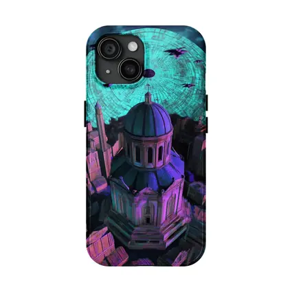 Futuristic Cathedral City Purple Neon Night