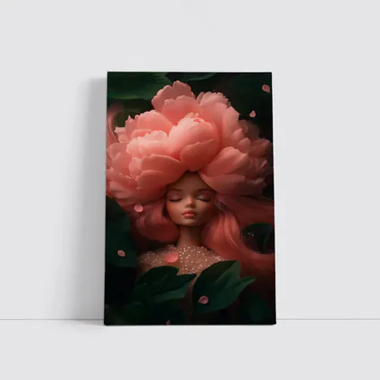 Peony Flower Girl Fantasy Pink Dark Background