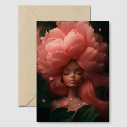 Peony Flower Girl Fantasy Pink Dark Background