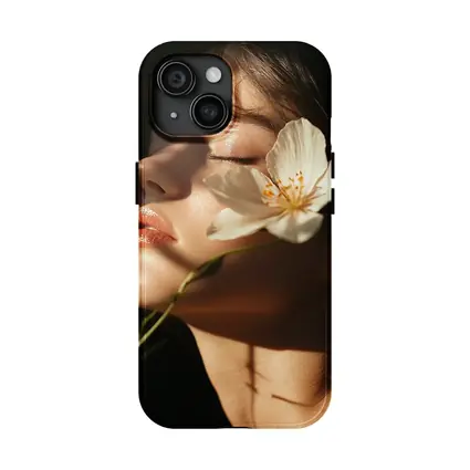 Woman White Flower Dark Background Portrait