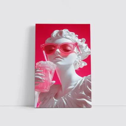 Greek Statue Pink Sunglasses Bold Background