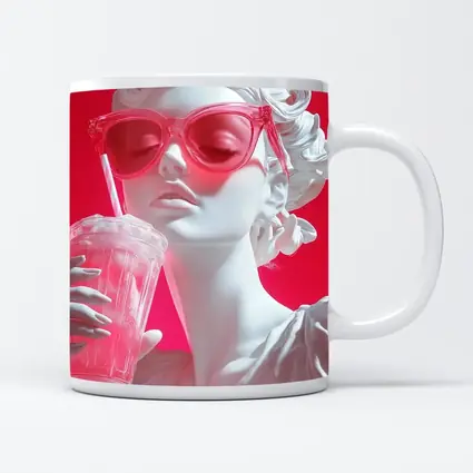 Greek Statue Pink Sunglasses Bold Background