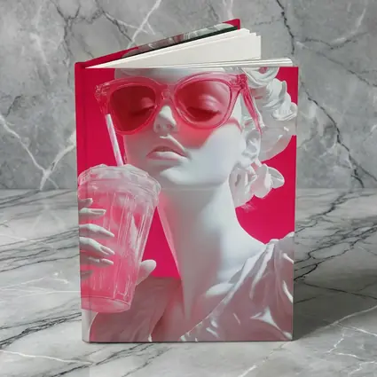 Greek Statue Pink Sunglasses Bold Background