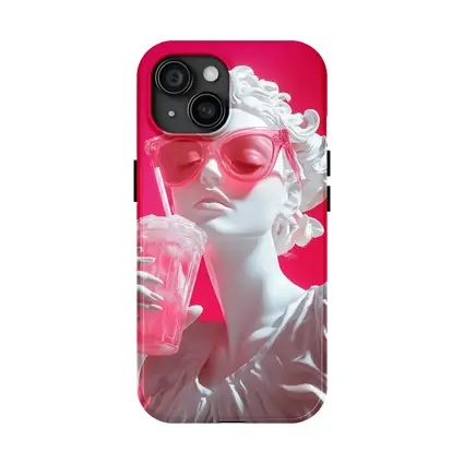 Greek Statue Pink Sunglasses Bold Background