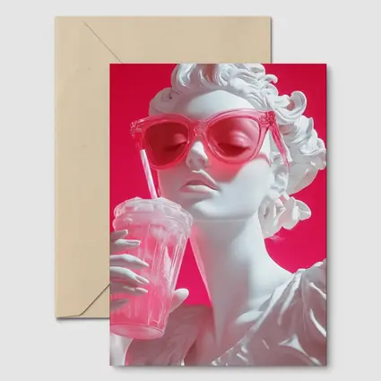 Greek Statue Pink Sunglasses Bold Background