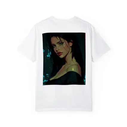 Dark Haired Woman Green Eyes Neon Night