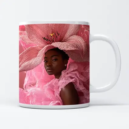 Woman Pink Lily Flower Headdress Portrait