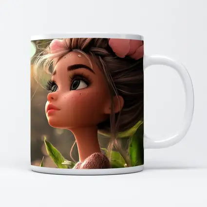 Cartoon Girl Pink Flower Garden Fantasy