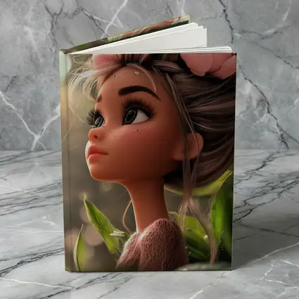 Cartoon Girl Pink Flower Garden Fantasy