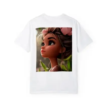 Cartoon Girl Pink Flower Garden Fantasy