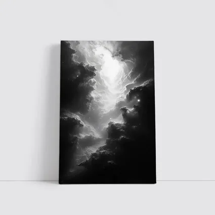 Black and White Nebula Space Galaxy Art