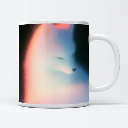 Arctic Fox Glowing Soft Pastel Dark Background