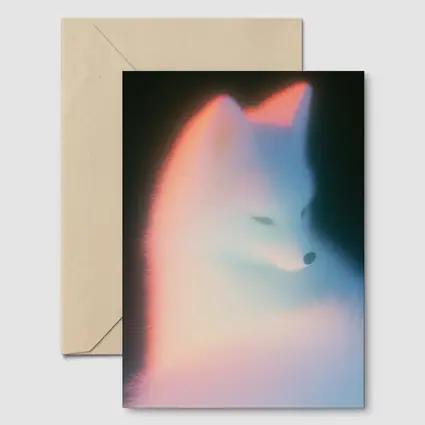 Arctic Fox Glowing Soft Pastel Dark Background