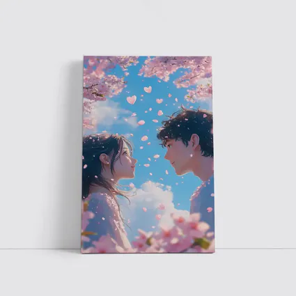 Anime Couple Cherry Blossom Blue Sky
