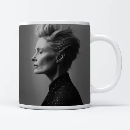 Black White Woman Portrait Gray Background