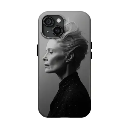 Black White Woman Portrait Gray Background