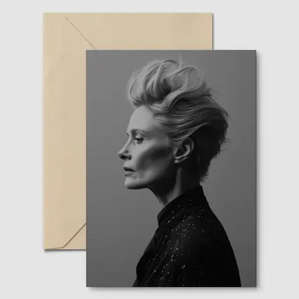 Black White Woman Portrait Gray Background