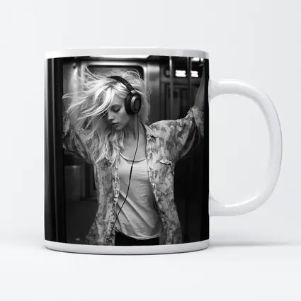Blonde Woman Headphones Dancing Subway Train