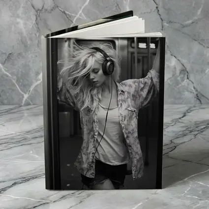 Blonde Woman Headphones Dancing Subway Train