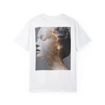 White Marble Bust Golden Cracked Light