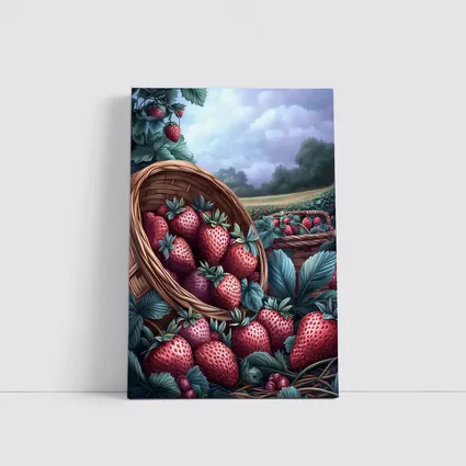 Strawberry Harvest Basket Farm Field Art