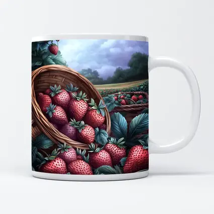 Strawberry Harvest Basket Farm Field Art