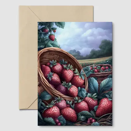Strawberry Harvest Basket Farm Field Art