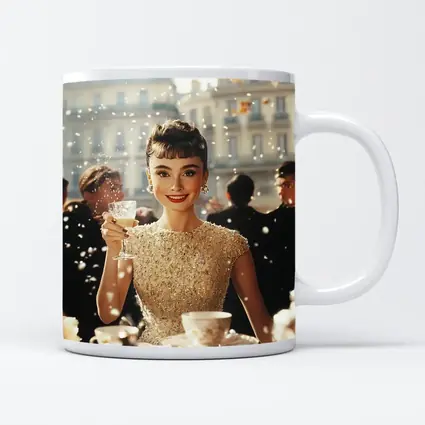 Elegant Woman Champagne Toast Paris Street