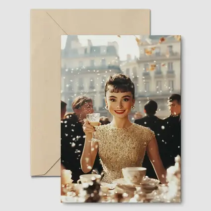 Elegant Woman Champagne Toast Paris Street