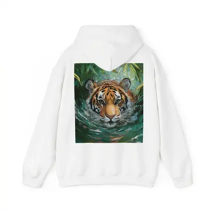 Tiger Swimming Through Jungle Water Art