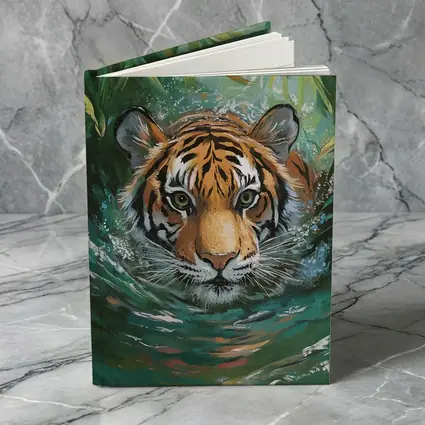 Tiger Swimming Through Jungle Water Art