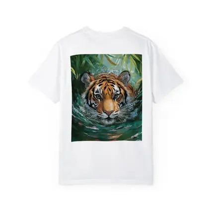 Tiger Swimming Through Jungle Water Art
