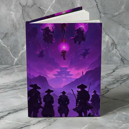 Samurai Warriors Purple Glowing Lanterns Night