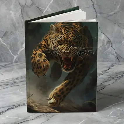 Roaring Jaguar Leaping Through Dark Jungle