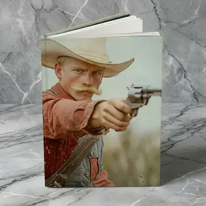 Young Cowboy Aiming Revolver Wild West