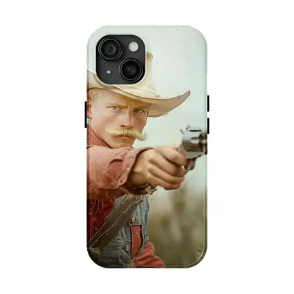 Young Cowboy Aiming Revolver Wild West