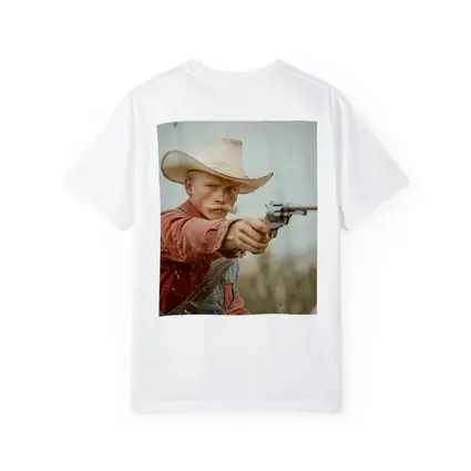 Young Cowboy Aiming Revolver Wild West