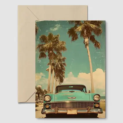 Chevrolet Bel Air Retro Palm Tree Beach