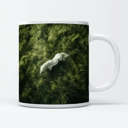 White Horse Running Over Green Grass