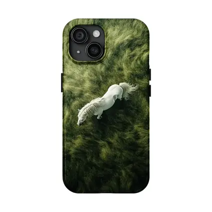 White Horse Running Over Green Grass