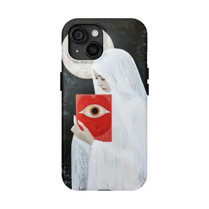 Veiled Woman Red Eye Book Dark Background