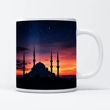 Mosque Silhouette Against Dramatic Sunset Sky