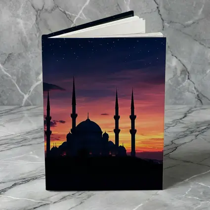 Mosque Silhouette Against Dramatic Sunset Sky