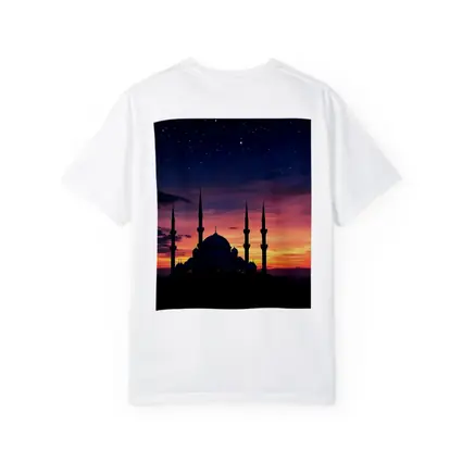 Mosque Silhouette Against Dramatic Sunset Sky